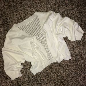 Maurice’s cropped white sweater shrug plus sz 1x